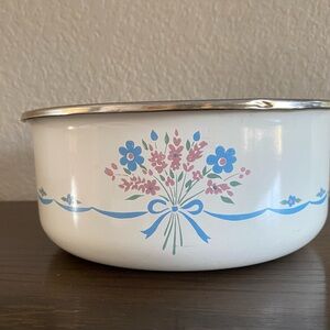 Floral Enamel Bowl with Lid